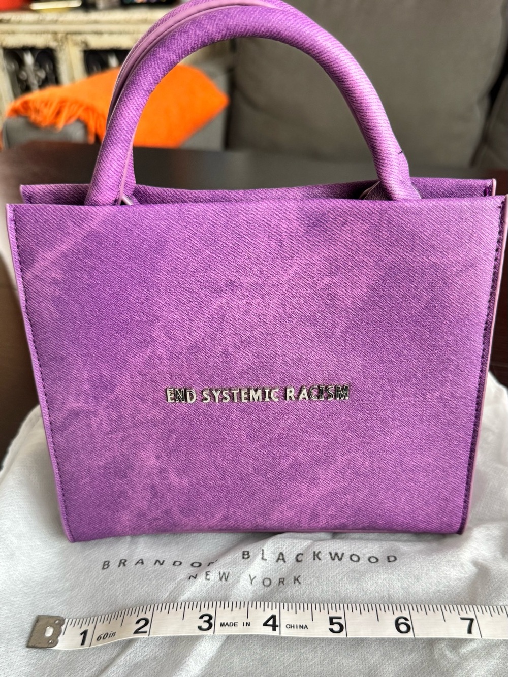 Brandon Blackwood End Systemic Racism purple mini tote